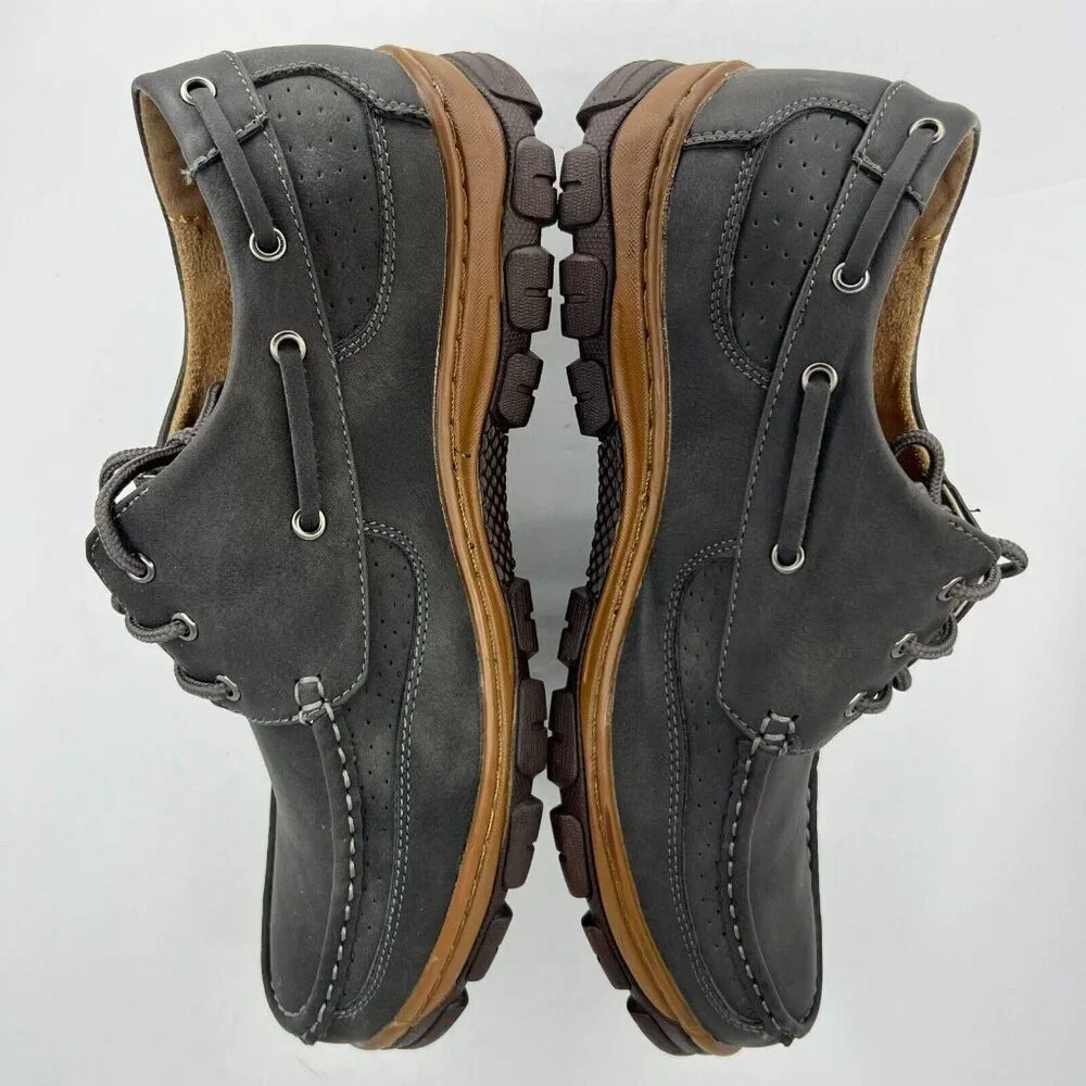 Hawke & Co Mens Dark Gray Lace Up Round Toe Low Top Size 10.5 Boat Shoes